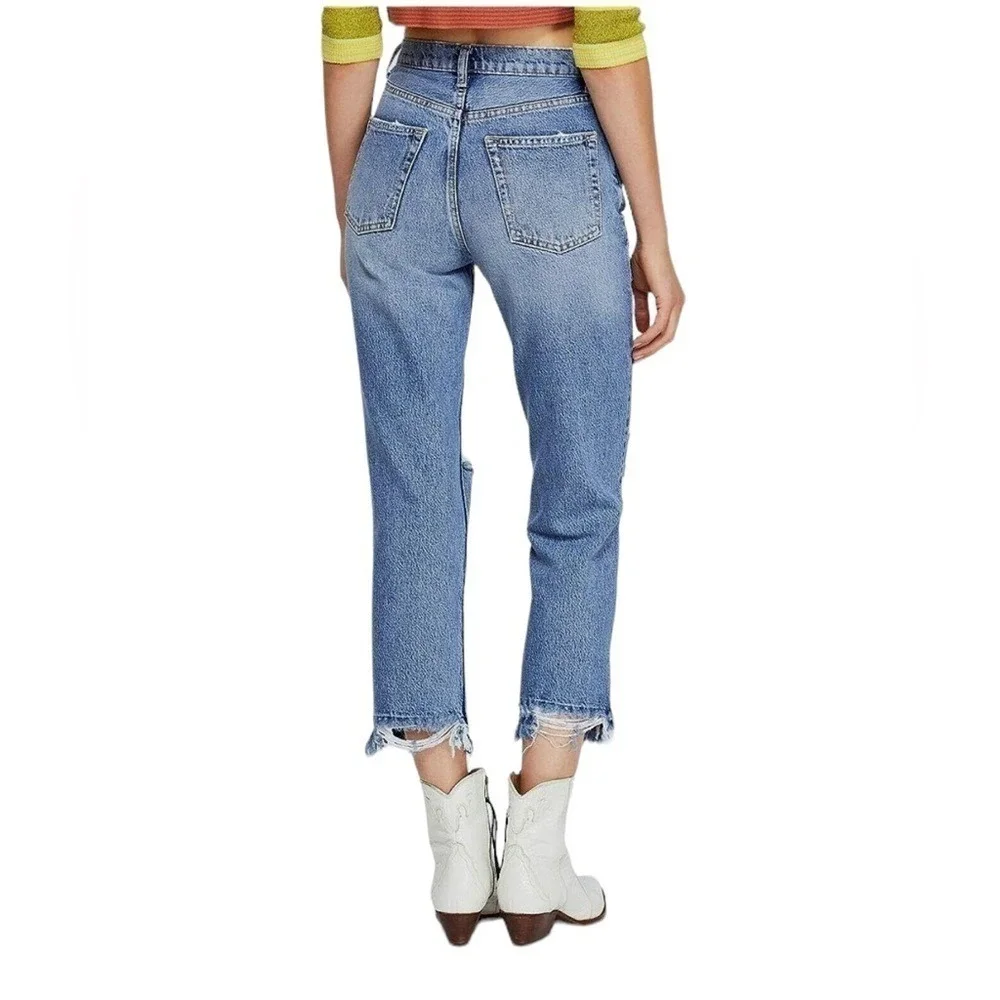 We The Free Jeans High Rise Distressed‎ Lita Cropped Jeans Size 27 Light Wash